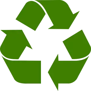 Green recycling symbol with three arrows forming a triangle